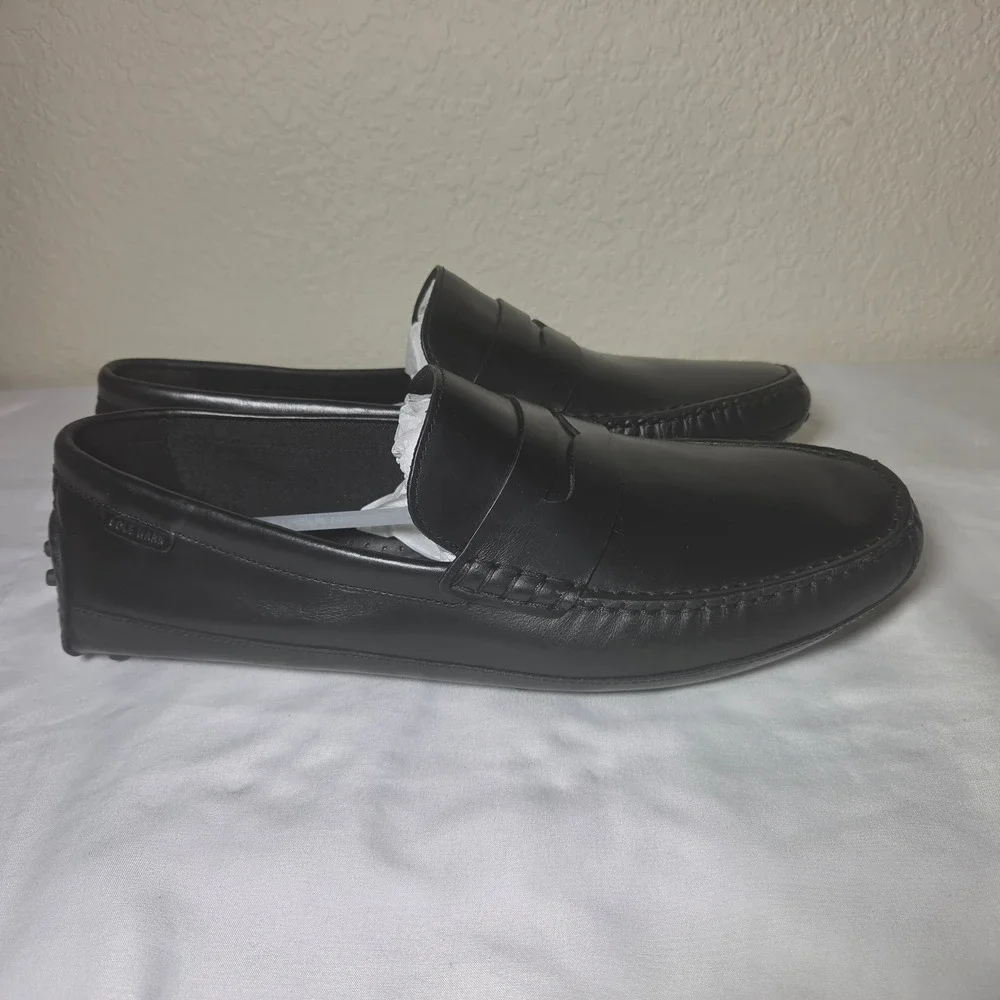 Cole Haan Gunnison Driver Mens Black Leather Penny Loafer Shoes C41726 SZ 11.5W